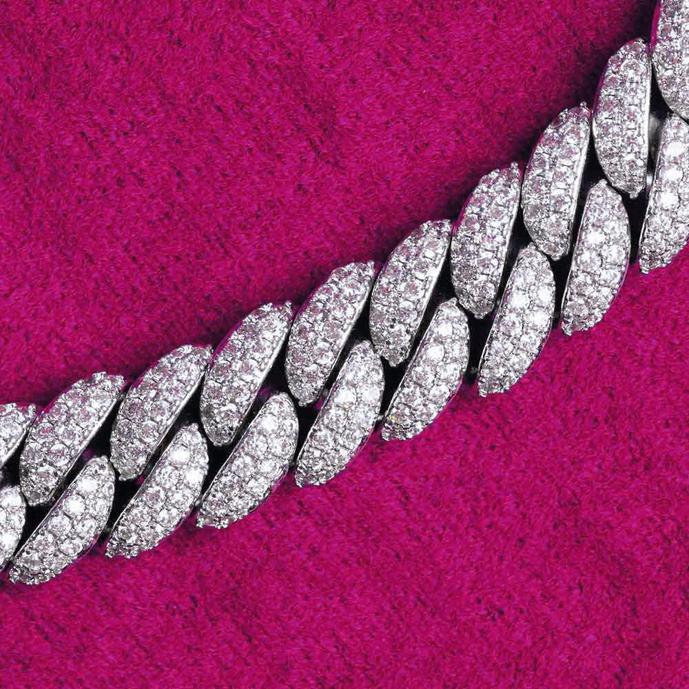 10MM Moissanite Prong Miami Cuban Link Chain 14K Gold
