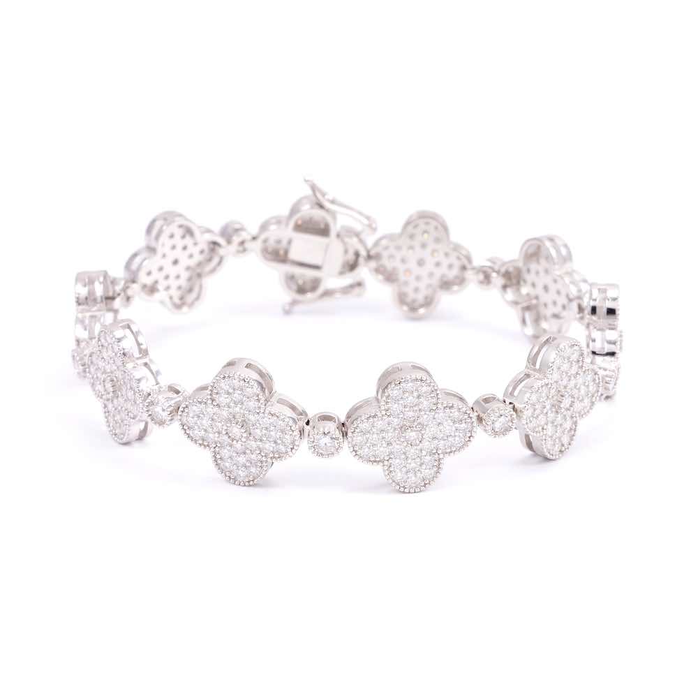 12MM Four Leaf Moissanite Beads Bracelet 14K Gold