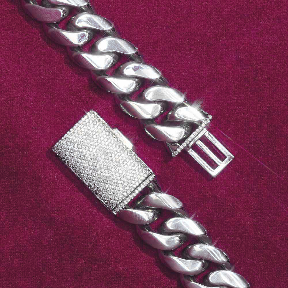 12MM Cuban Link Chain 14K White Gold