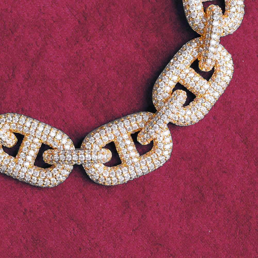 16MM Moissanite Mariner Link Bracelet 14K Gold