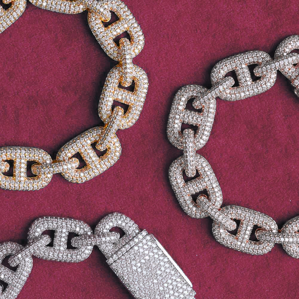 16MM Moissanite Mariner Link Bracelet 14K Gold