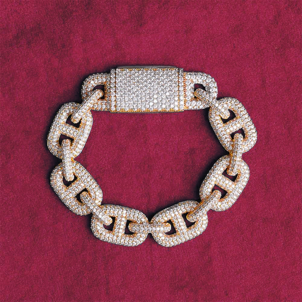 16MM Moissanite Mariner Link Bracelet 14K Gold