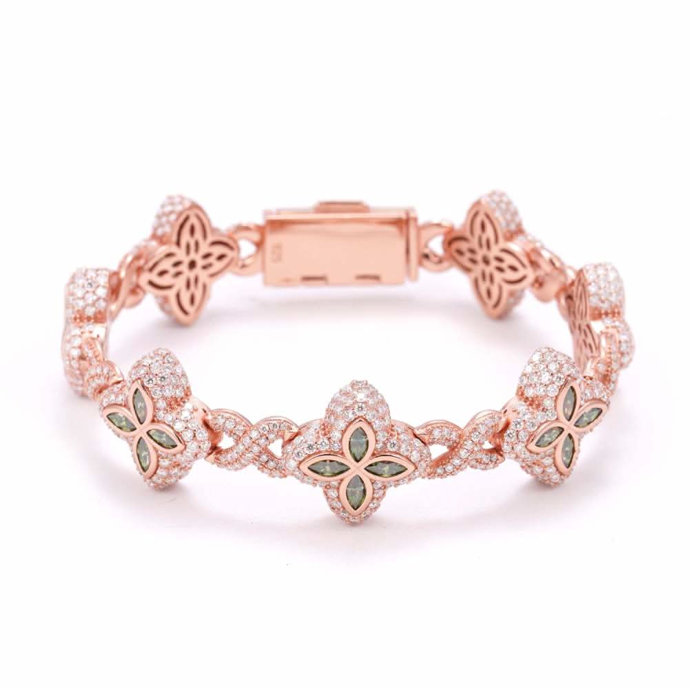 19MM Colored Moissanite 4-Leaf Clover Infinity Link Bracelet