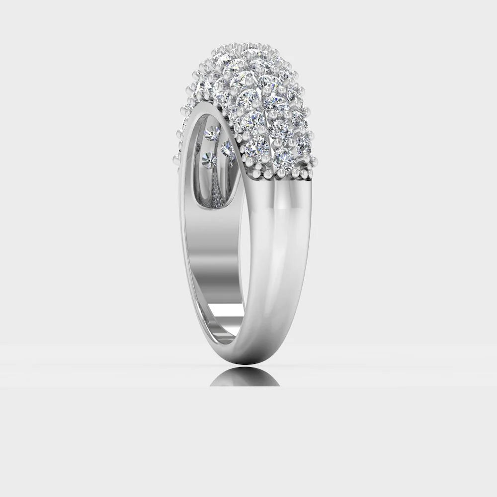 3-Row Pave Moissanite Engagement Ring