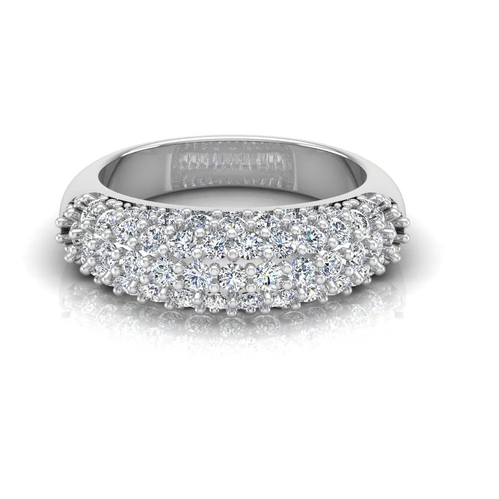 3-Row Pave Moissanite Engagement Ring
