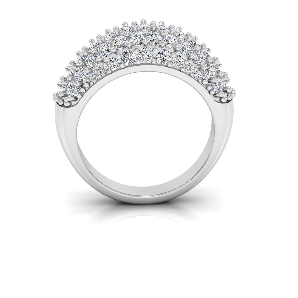 3-Row Pave Moissanite Engagement Ring