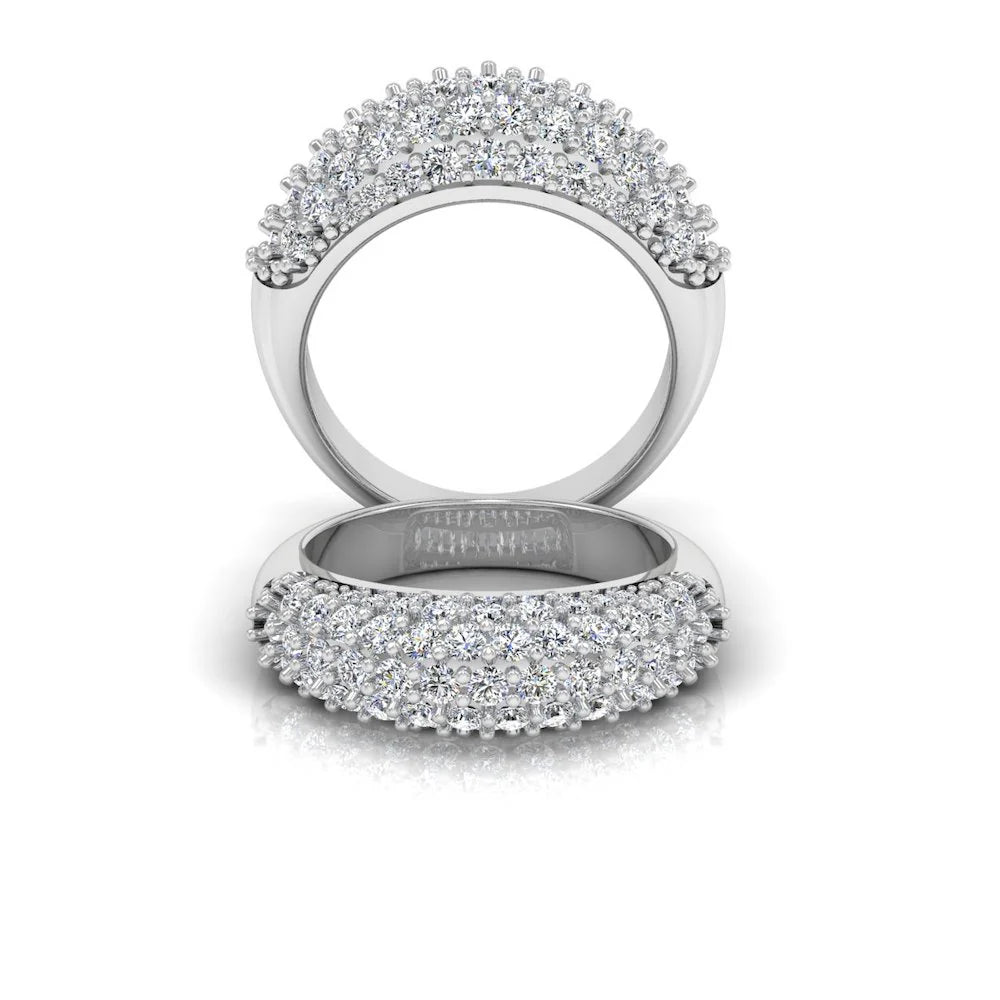 3-Row Pave Moissanite Engagement Ring