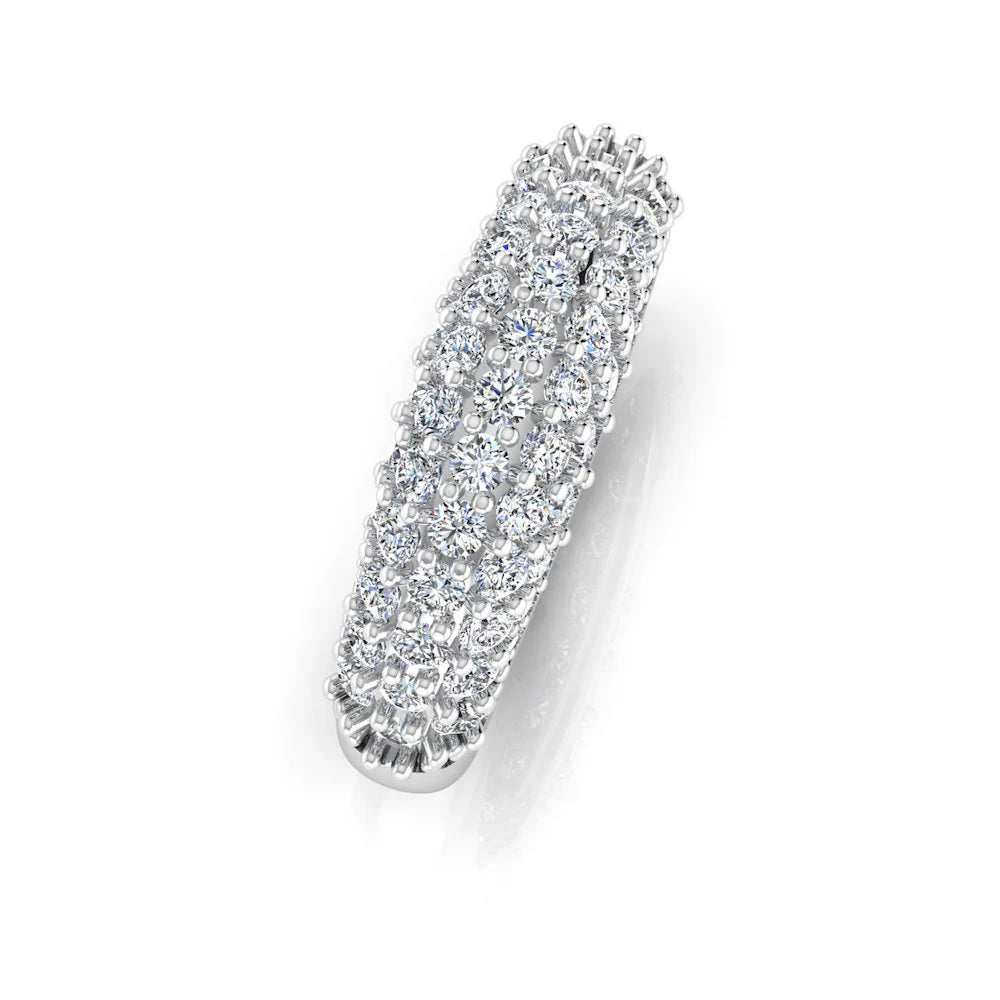3-Row Pave Moissanite Engagement Ring