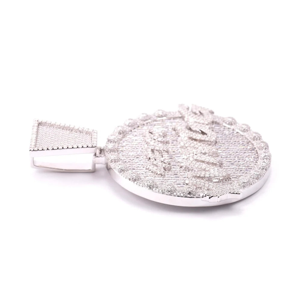 "4EVR YVNGG" Custom Moissanite Circle Pendant 14K White Gold