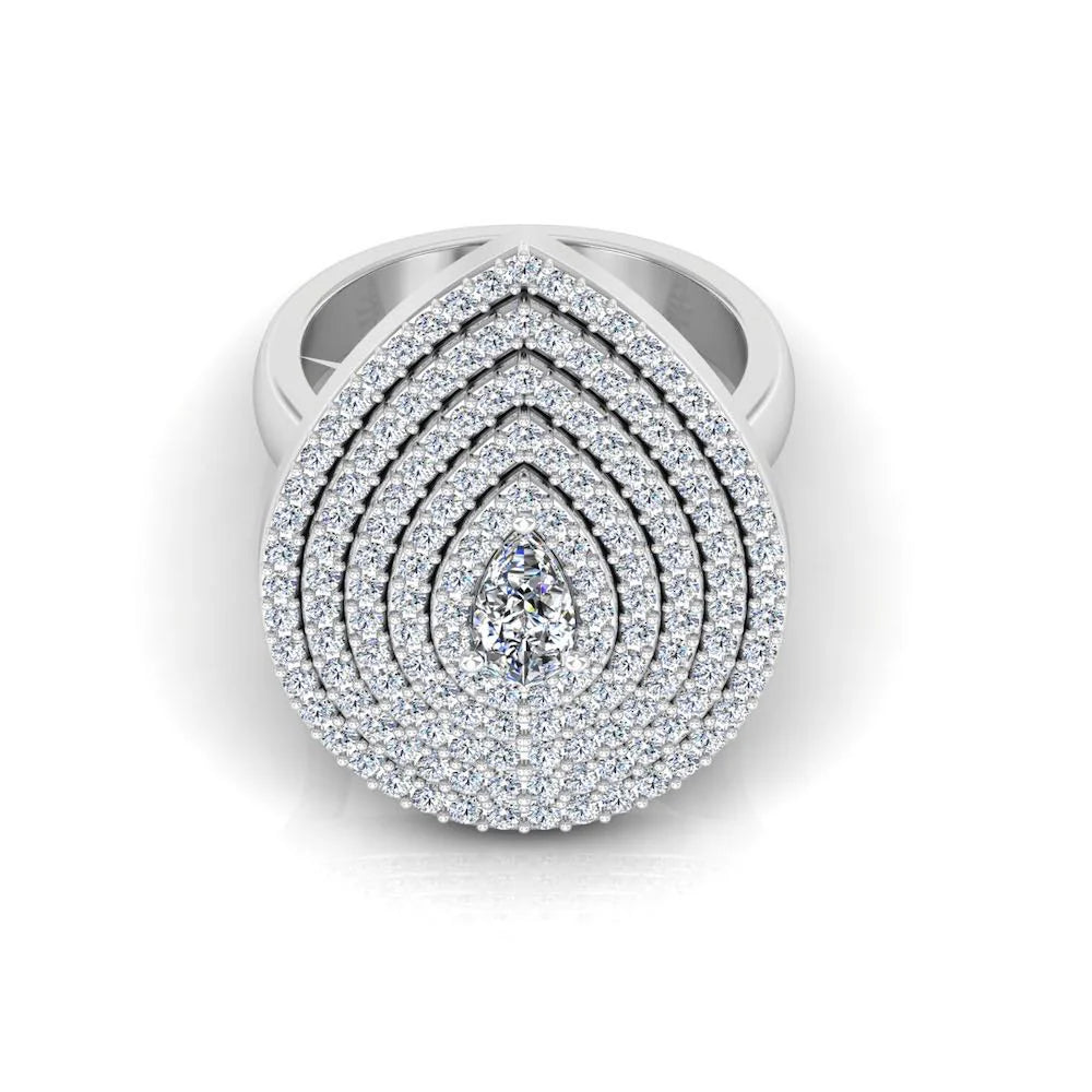 5-Row Pear Cluster Moissanite Engagement Ring