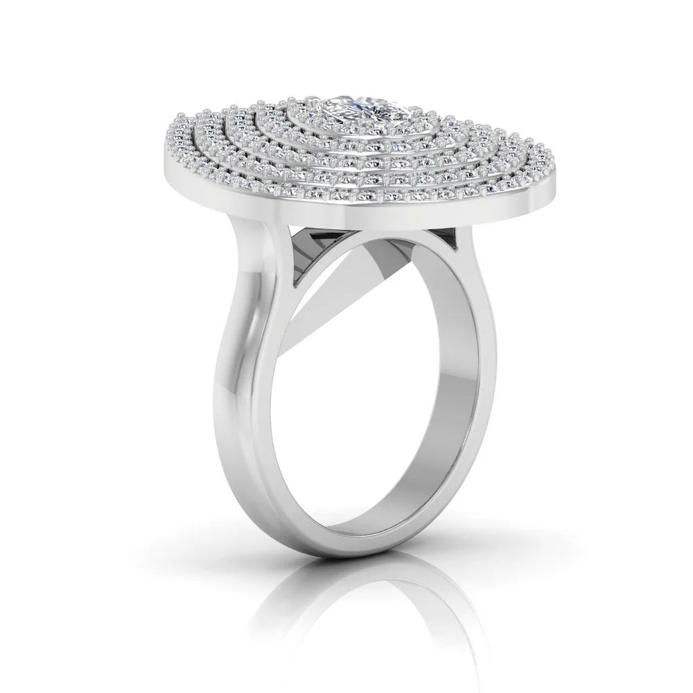 5-Row Pear Cluster Moissanite Engagement Ring