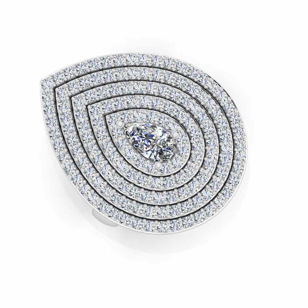 5-Row Pear Cluster Moissanite Engagement Ring