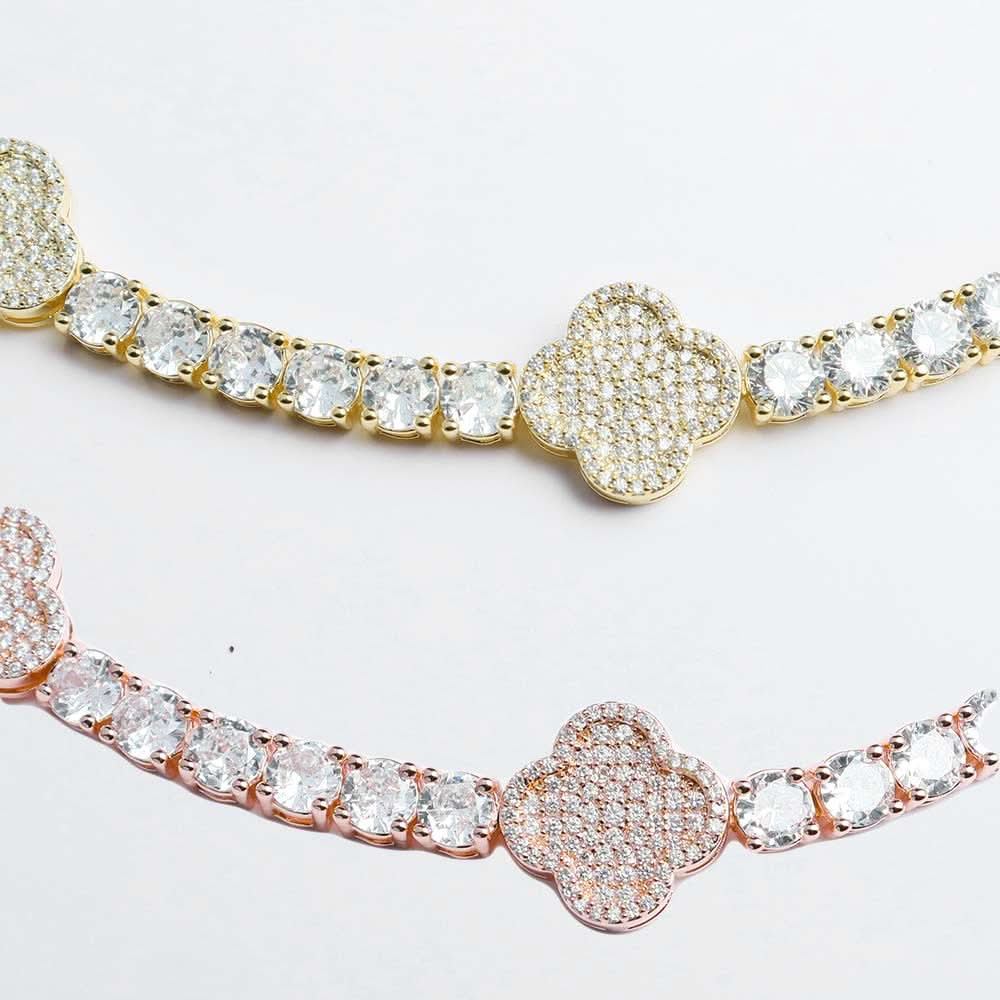 5MM Leaf Clover Moissanite Bracelet 14K Gold