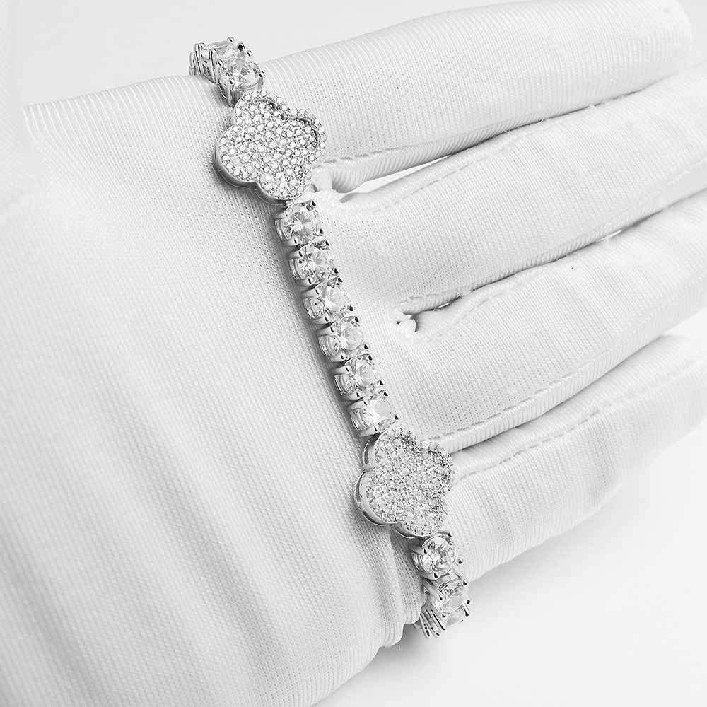 5MM Leaf Clover Moissanite Bracelet 14K Gold