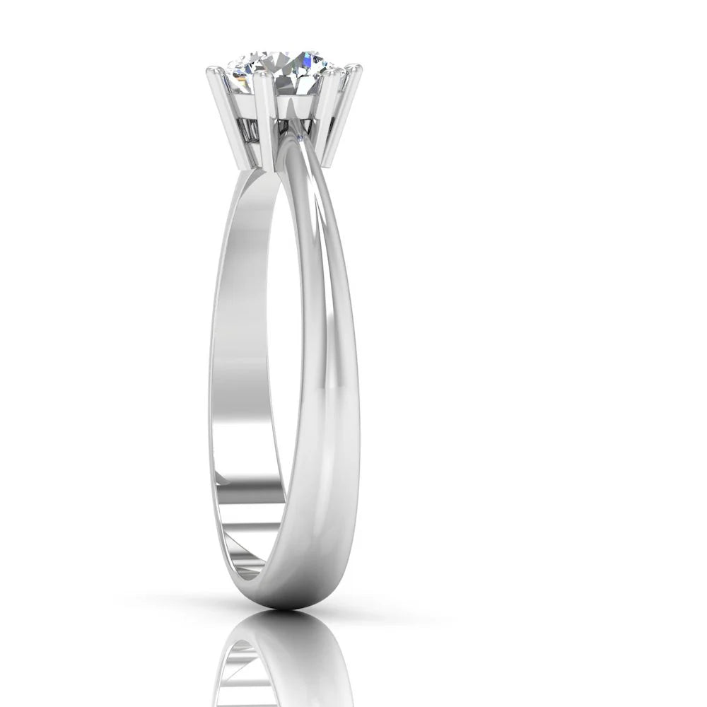 6 Prong Petite Moissanite Round Solitaire Engagement Ring