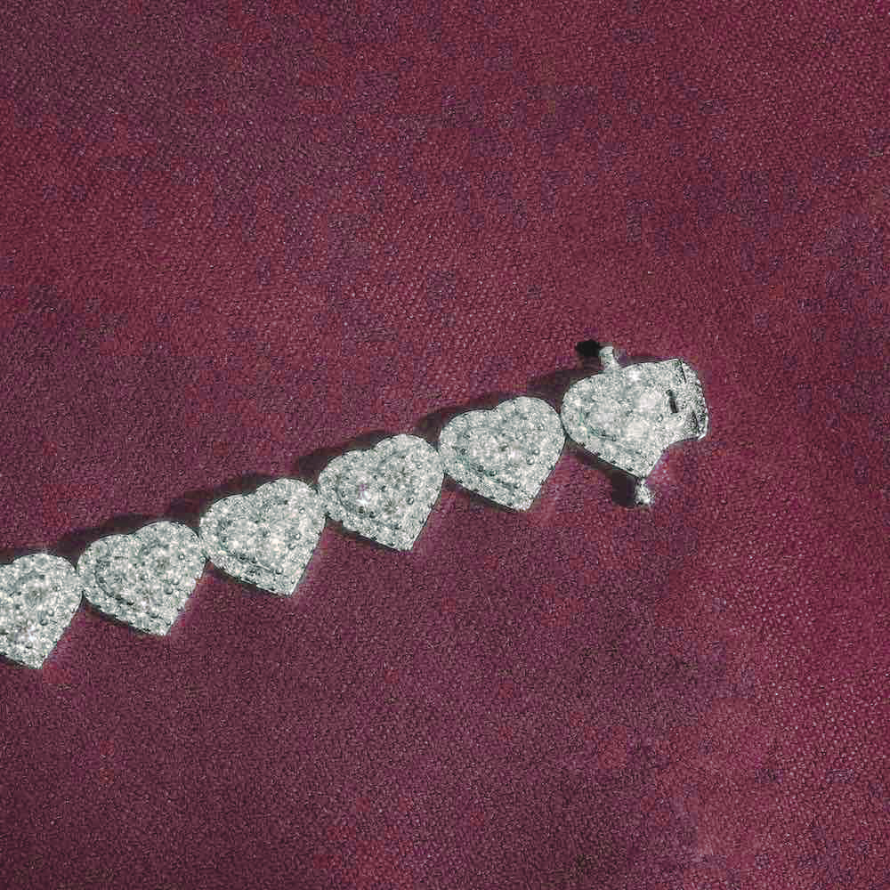 8MM Moissanite Heart Link Bracelet 14K Gold