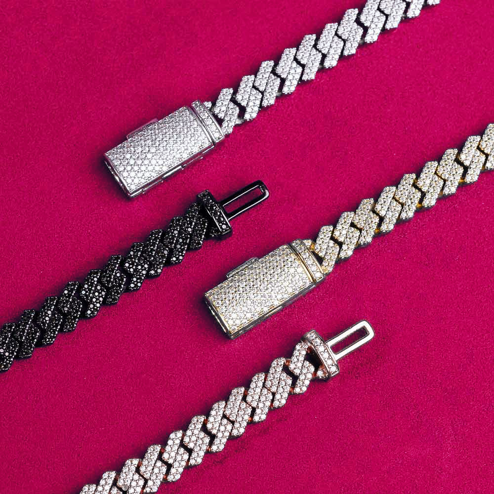 8MM Moissanite Prong Cuban Link Chain 14K Gold
