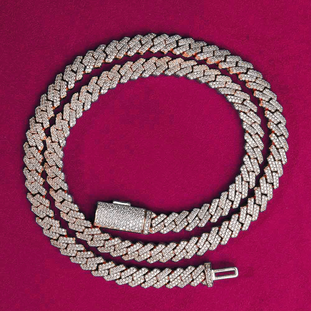 8MM Moissanite Prong Cuban Link Chain 14K Gold
