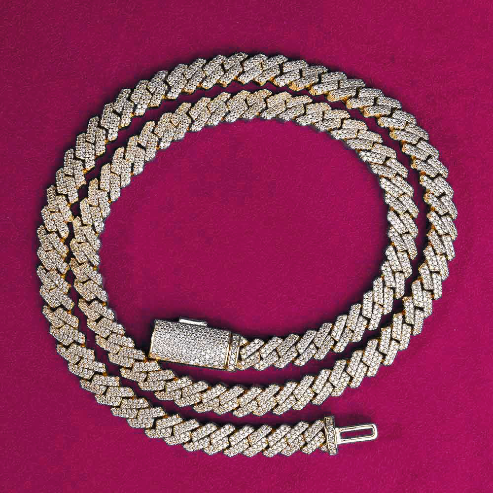 8MM Moissanite Prong Cuban Link Chain 14K Gold