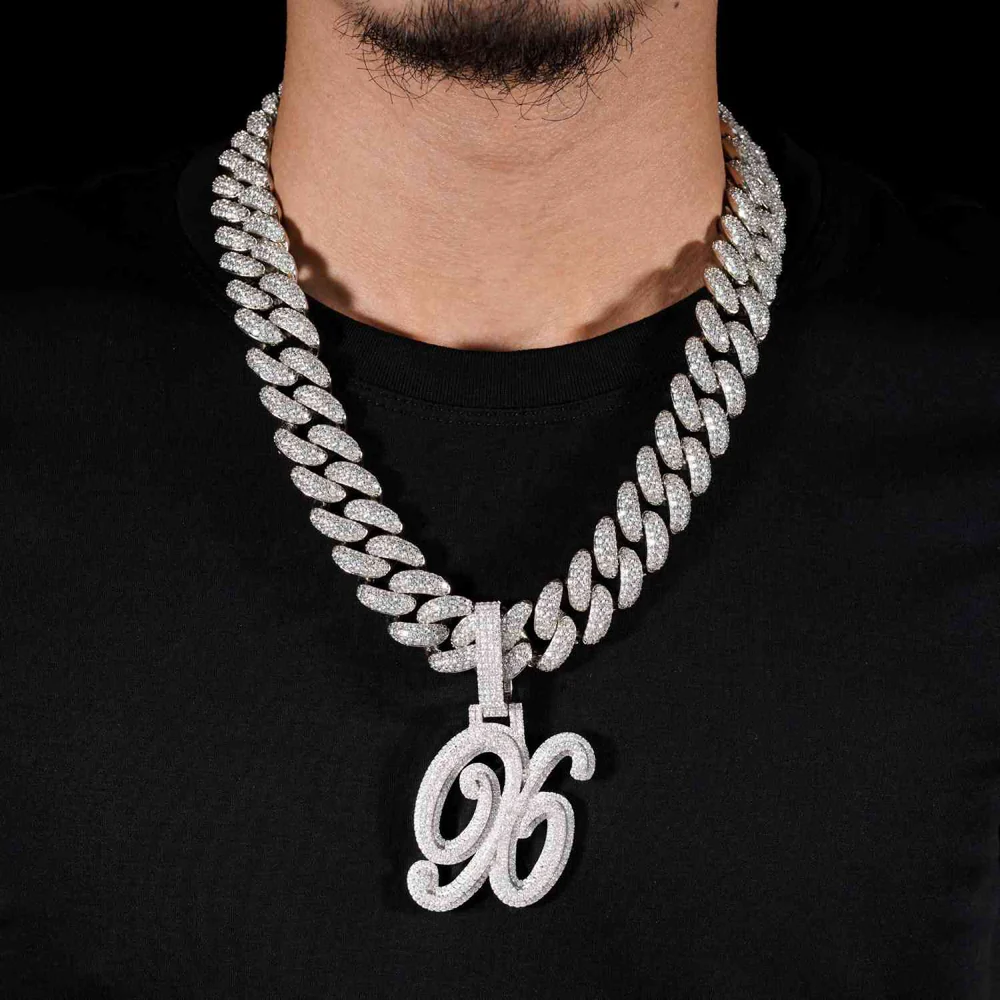 "96" Custom Moissanite Pendant 14K Gold