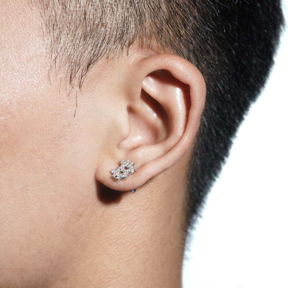 Bitcoin Moissanite Earrings 14K Gold