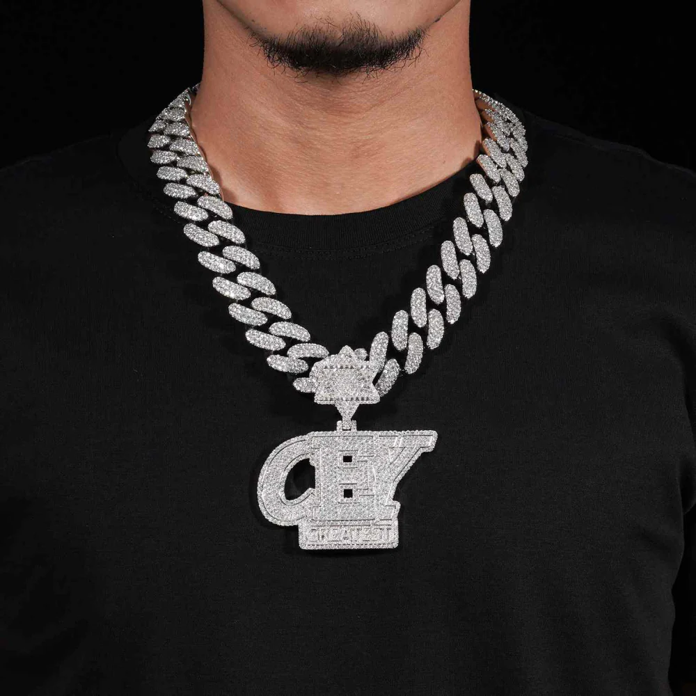 "CEY" Custom Moissanite Pendant 14k Gold