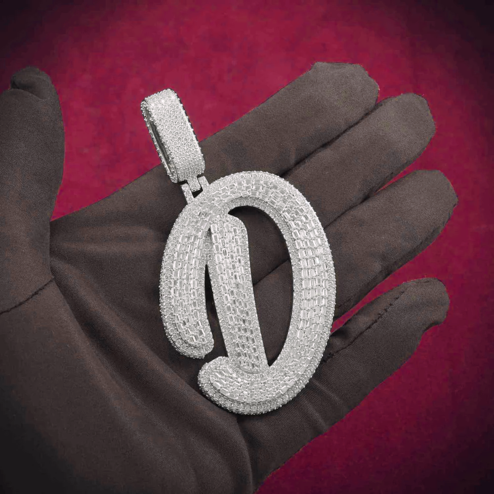 "D" Custom Moissanite Pendant 14K Gold