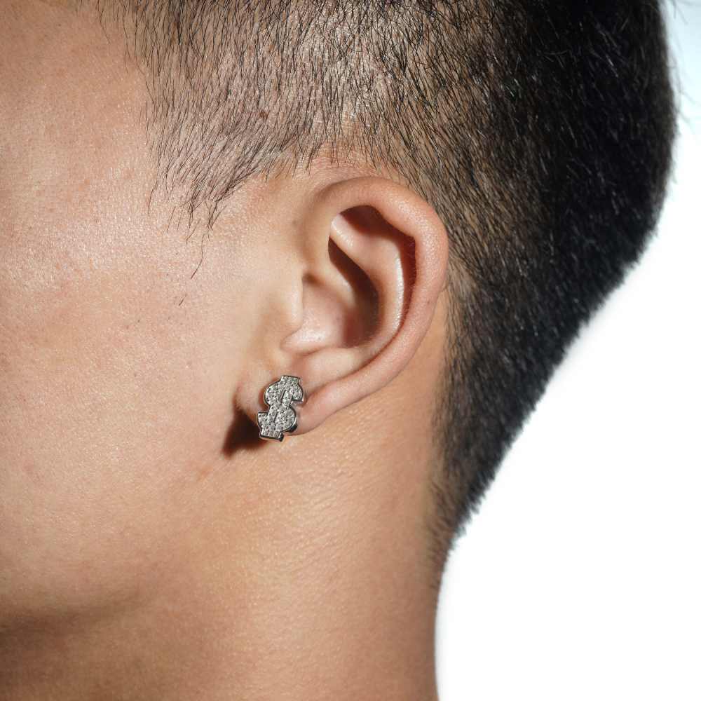 Dollar Sign Moissanite Earrings 14K Gold