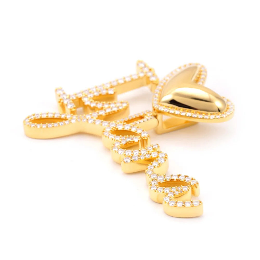 "Iyana" Custom Cursive Letters Pendant 14K Gold