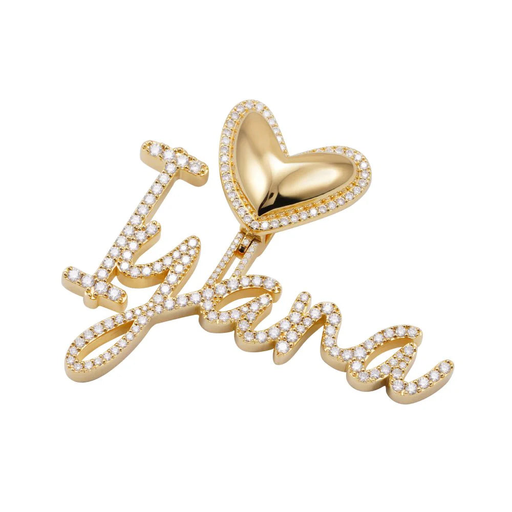 "Iyana" Custom Cursive Letters Pendant 14K Gold