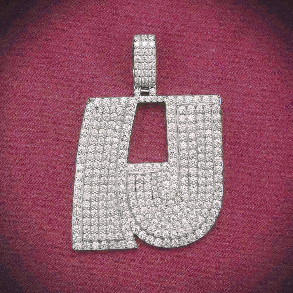 "LJ" Custom Moissanite Pendant 14K White Gold