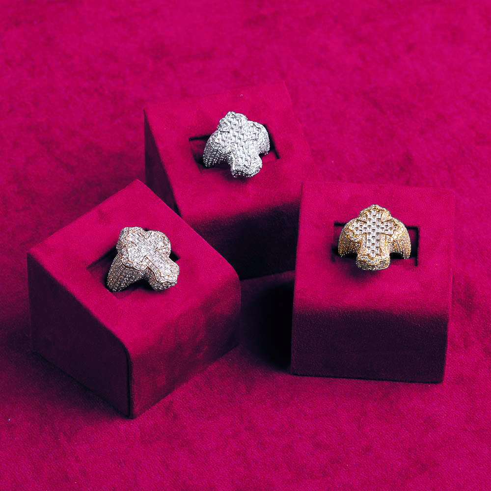 Moissanite Fleur Cross Ring 14K Gold
