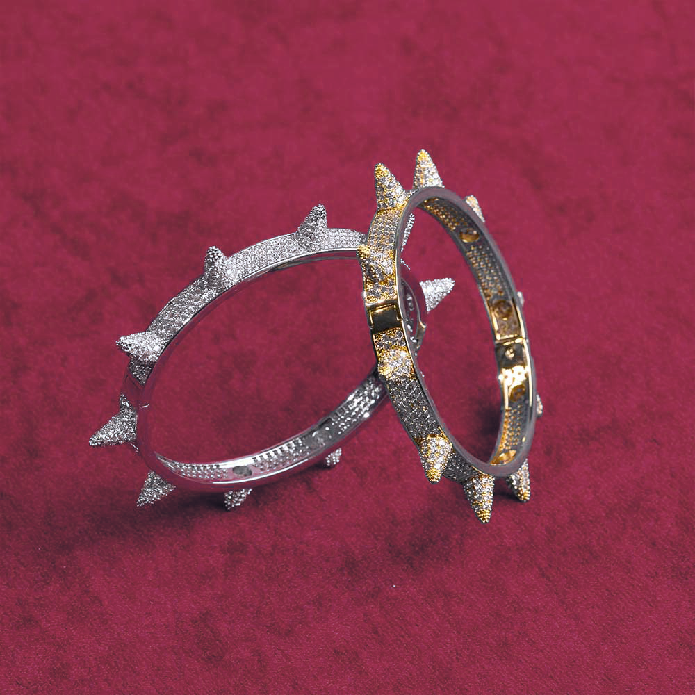 Moissanite Spiked Bangle 14K Gold