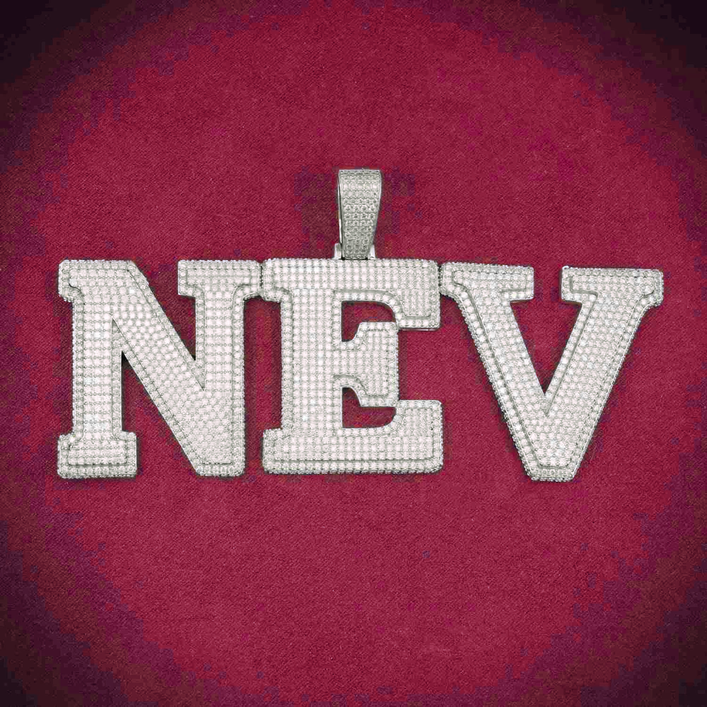 "NEV" Custom Moissanite Pendant 14K Gold