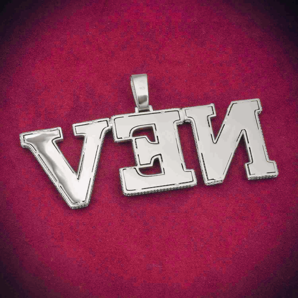 "NEV" Custom Moissanite Pendant 14K Gold