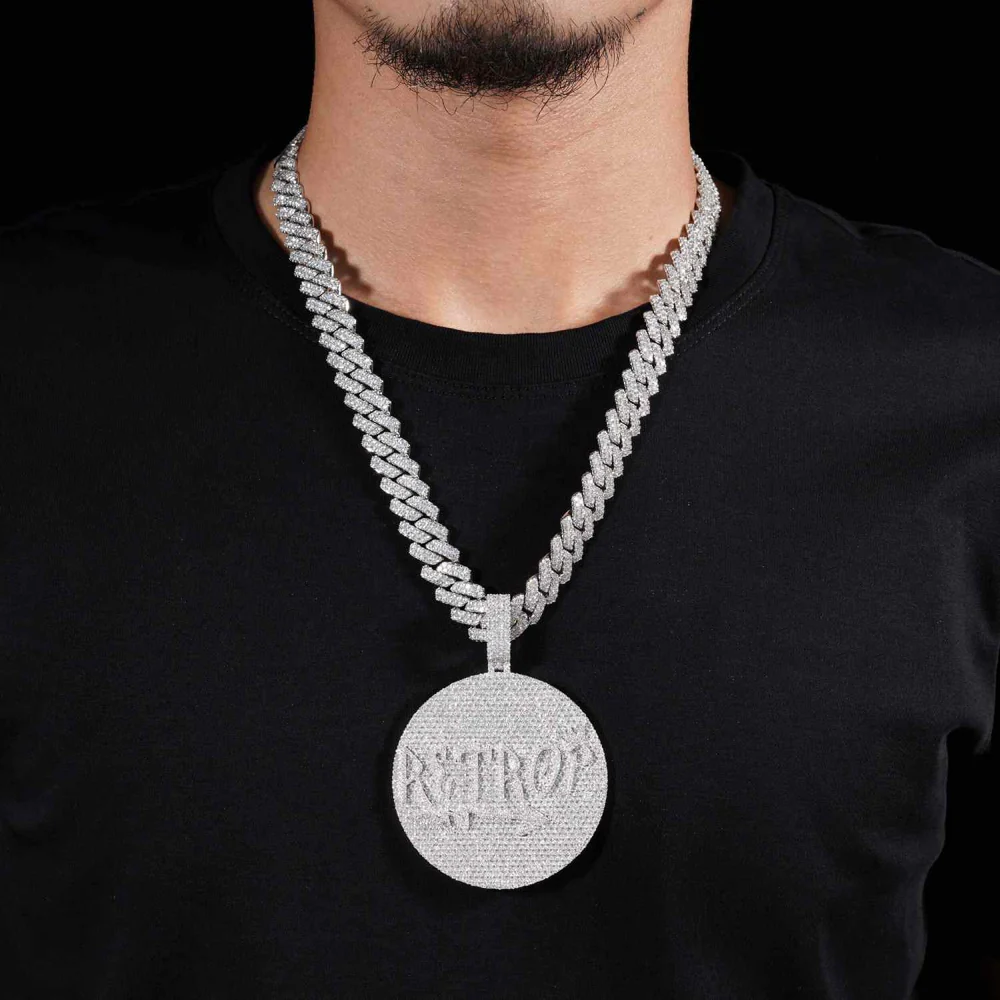 "R3TROY" Custom Moissanite Pendant 14K Gold