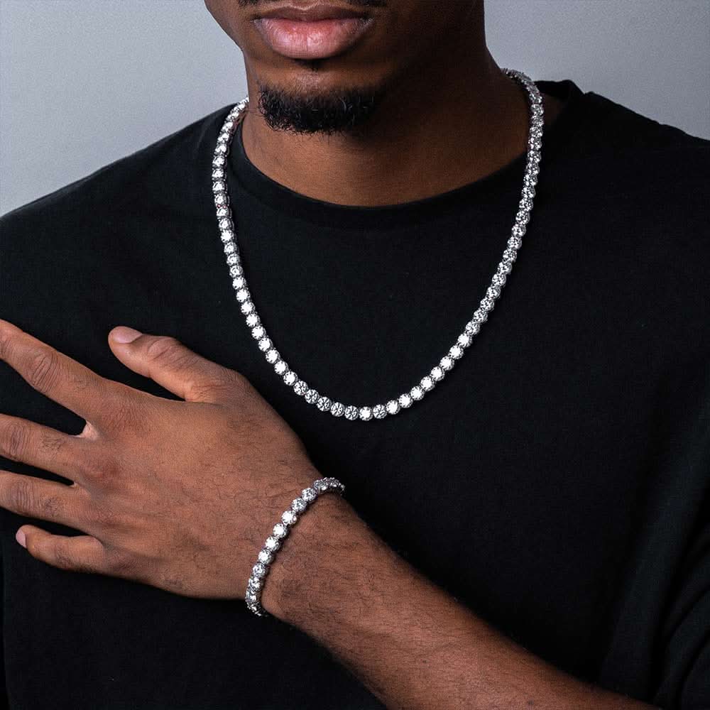 6MM Moissanite Tennis Chain/Bracelet Bundle 14K Gold