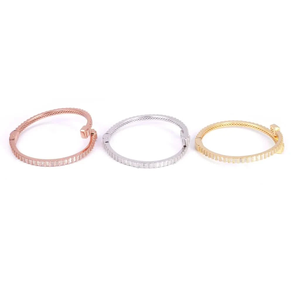 Thin Baguette Bangle Bracelet 14K Gold