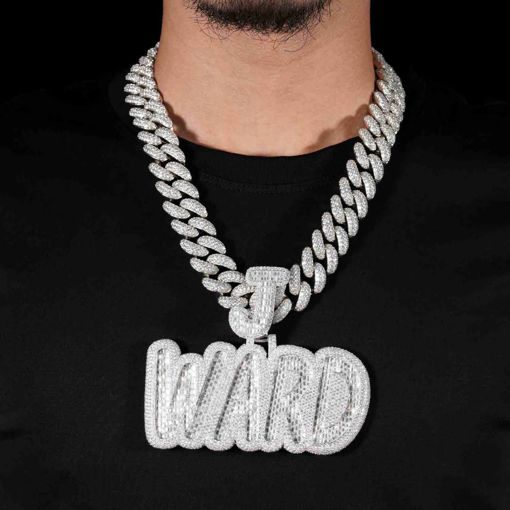 "WARD" Custom Moissanite Pendant 14K Gold