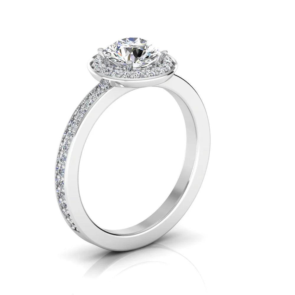 Brilliant Cut Halo Channel Set Moissanite Engagement Ring