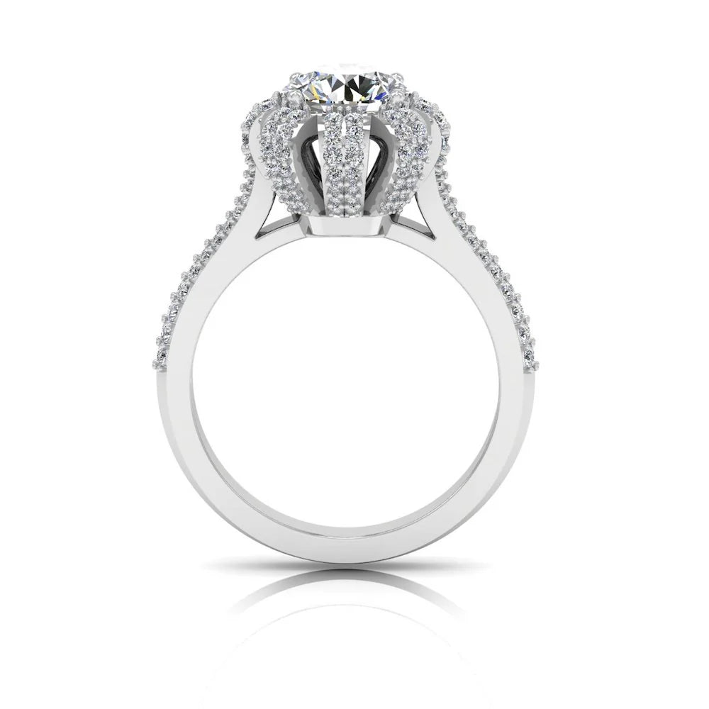 Crown Set Split Shank Moissanite Engagement Ring