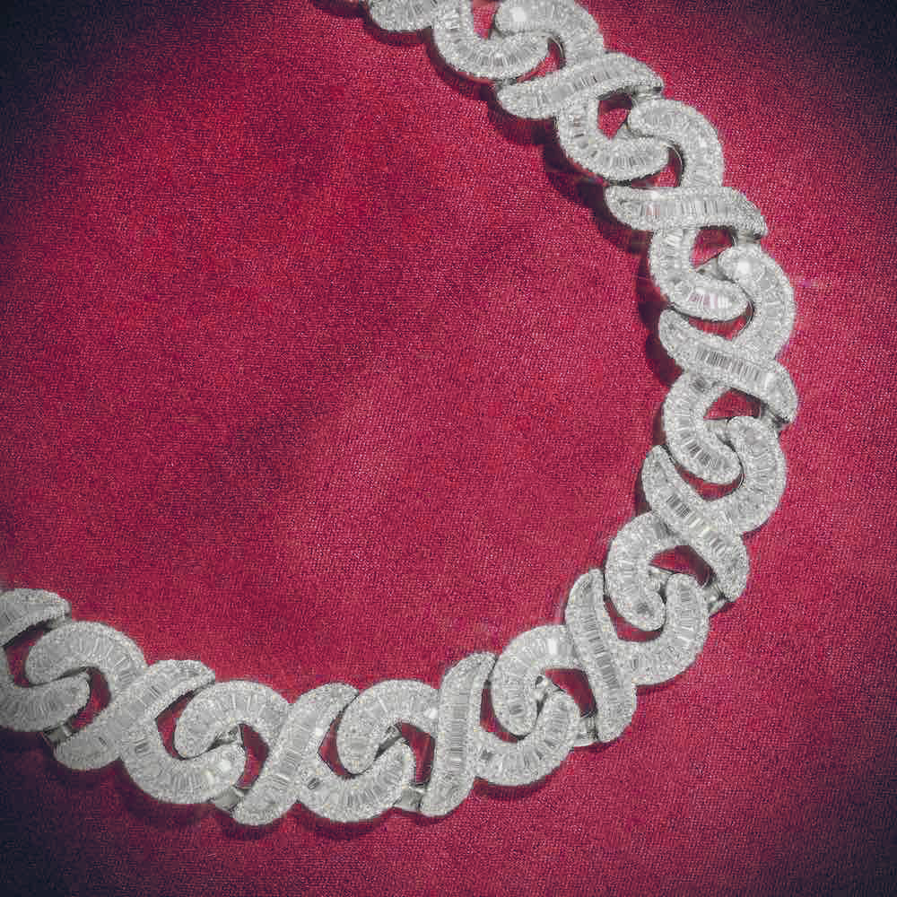 CUSTOM CLASP 20MM Moissanite Baguette Infinity Link Bracelet 14K Gold