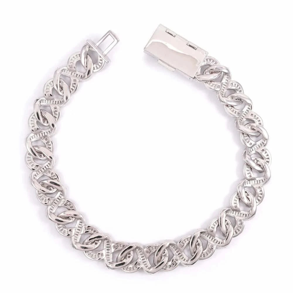 CUSTOM CLASP 20MM Moissanite Baguette Infinity Link Bracelet 14K Gold