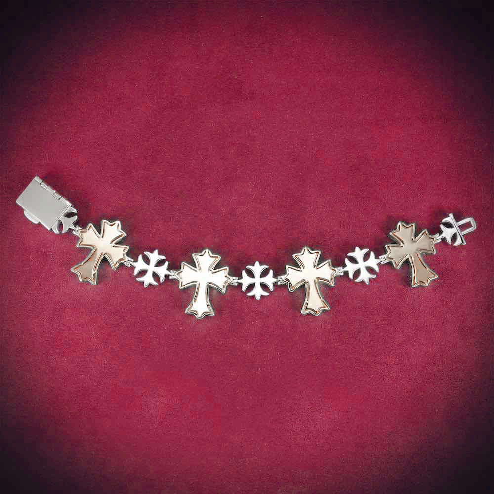 Custom Iced Out Cross Bracelet 14K Gold