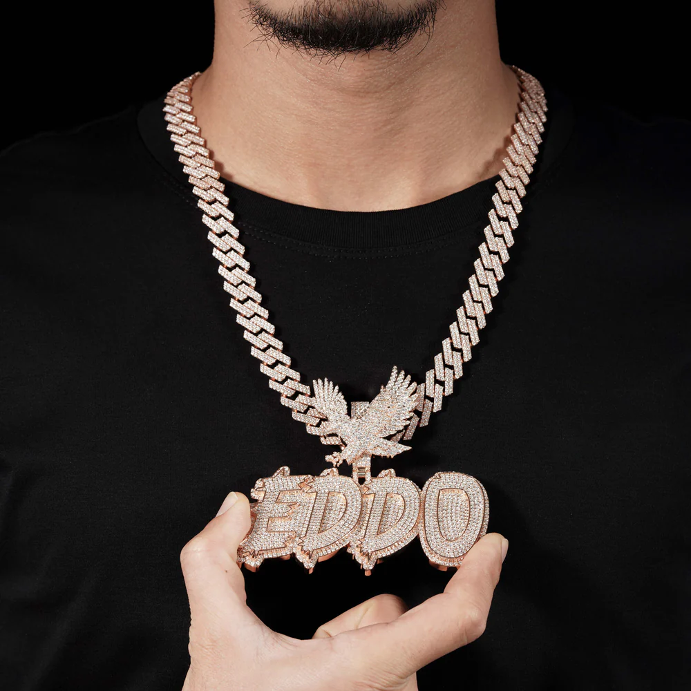 "EDDO" Custom Moissanite Pendant 14K Rose Gold