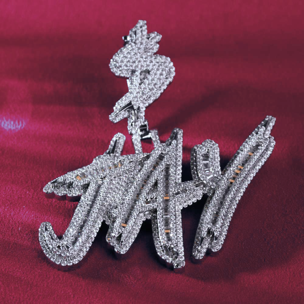 "JAY" Custom Moissanite Pendant 14K White Gold