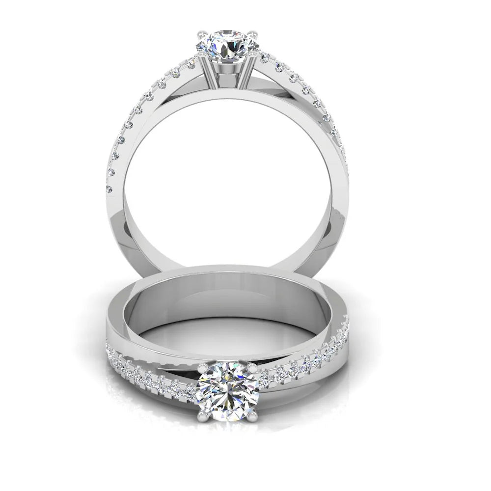 Double Layer Brilliant Cut Moissanite Engagement Ring