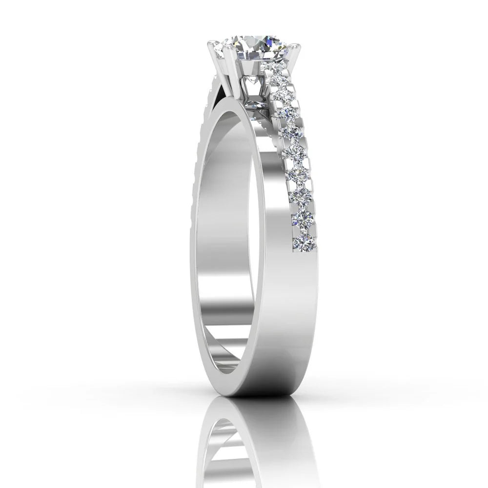Double Layer Brilliant Cut Moissanite Engagement Ring