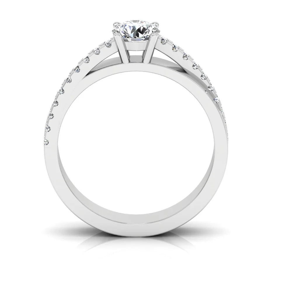 Double Layer Brilliant Cut Moissanite Engagement Ring