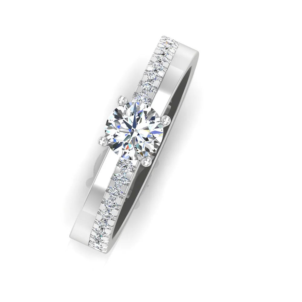 Double Layer Brilliant Cut Moissanite Engagement Ring